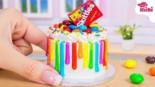 [Mini Cake ] Colorful Miniature Skittle Cake | Amazing Rainbow Cake Decorating Ideas | Mini Bakery