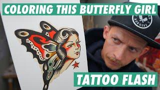 Coloring a Traditional Tattoo Flash