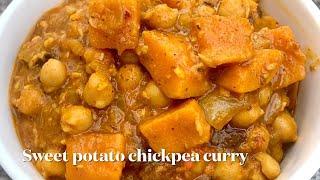 How to make sweet potato chickpea curry/ easy sweet potato curry recipe /vegan sweet potato curry