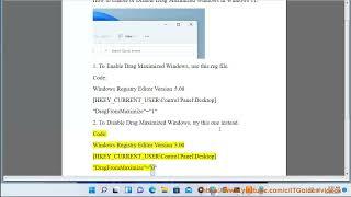 Enable/Disable Drag Maximized Windows in Windows 11