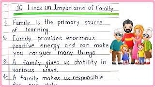 10 Lines Essay on Importance of Family in English/Importance of Family 10 Points/Few Lines/Sentences