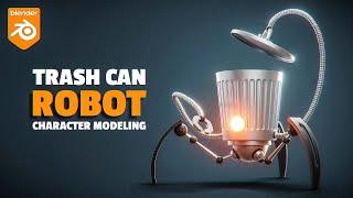 Blender MODELLING For Beginners - TRASH CAN ROBOT