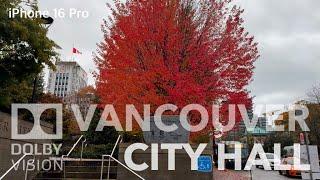 Vancouver City Hall Fall Colors Oct 27, 2024 [4K BIKE VIEW]