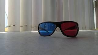 Sunglasses-Shaped Red + Blue Lens Anaglyph Circularly 3 Dimensional 3D Glasses