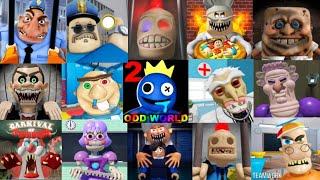 SPEED Run in 7 Scary Obby from PRISON ESCAPE, Barry Prison, Rainbow Friends, Evil Gran, Horror Clown