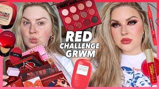 full face of RED PRODUCTS challenge! GRWM 