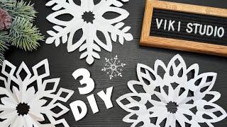 3 IDEAS ️ Paper Snowflake Tutorial Winter Ornaments Christmas decorations