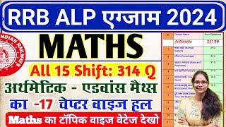 RRB ALP 2024 All Shift Chapter wise Maths Solution | RRB ALP CBT 1 All Shift Maths Questions 2024