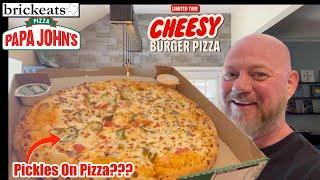 Papa Johns NEW Cheesy Burger Pizza REVIEW- Sounds Bad... But It's Actually Good? brickeats