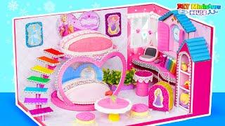 Make Princess House with Heart Bunk Bed, Make up set, Rainbow Stairs ️ DIY Miniature House