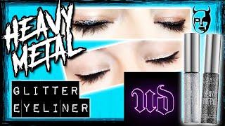 Urban Decay Heavy Metal Glitter Eyeliner glitter liner swatches Glam Rock, Gunmetal Review & Try On