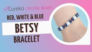 Make the Betsy Beaded Bracelet | 2-Needle Weave w/ GemDuos and Preciosa Montees for 4th of July ️