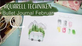 Aquarell Techniken | Bullet Journal Setup Februar