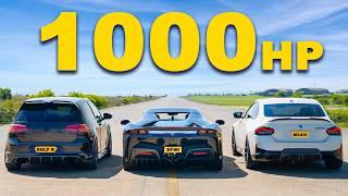 Ferrari SF90 v 1,000hp Golf R & BMW M240i: DRAG RACE