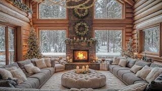 Serene Christmas Atmosphere | Cozy Winter Ambience with Fire Sounds and Snowfall to Relieve Stress