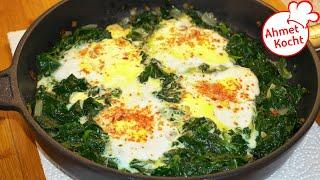 Spinat mit Ei in der Pfanne | Ahmet Kocht | kochen | Folge 609