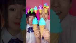 Rainbow Ice cream Emoji Challenge ASMR #asmr #mukbang