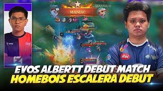 Albertt Debut Game as EVOS Jungler vs Escalera Debut Game as Homebois Roamer . . .