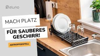 Geschirr-Abtropfgestell: Platzsparend, Stilvoll und Funktional! | Ausziehbar, Schwarz | eluno