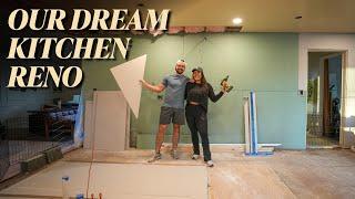 EP 3: Let's Hang Drywall! (and fix the hole in our floor...) | OUR DREAM KITCHEN RENOVATION