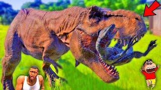 T-REX vs RAPTORS in Jurassic World Evolution x Animal Revolt Battle Simulator with SHINCHAN and CHOP