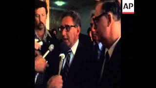 SYND 23-5-74 KISSINGER LEAVES KNESSET WITH ABBA EBAN AND SPEAKS TO PRESS BRIEFLY