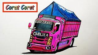 menggambar truk oleng CHELSEA  || HOW TO DRAW A TRUCK #coratcoret