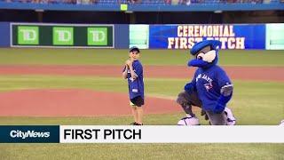 Athlete of the Week throws first pitch at Jays game