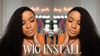 GET READY WITH ME! KINKY CURLY 13x4 FRONTAL GLUELESS WIG INSTALL ! ft NADULA HAIR