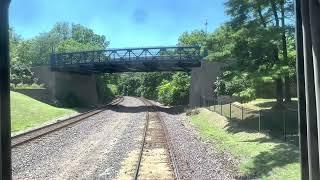 Amtrak Missouri River Runner train 314 east into Kirkwood, Missouri on June 29, 2022