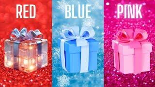 Choose your gift ️|| 3 gift box challenge Red, Blue and pink #giftboxchallenge #quizchallenge