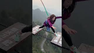 Woman Who Has Lost Her Love Is Brave|Bungee Jumping With Rope In Beautiful Place #bungee