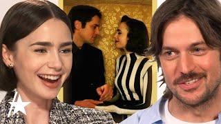 Lily Collins & Lucas Bravo On Filming STEAMY 'Emily In Paris' Carriage Scene