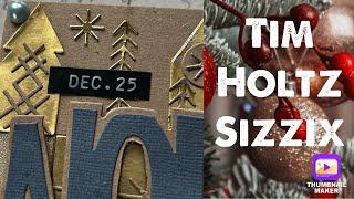 Craftmas Day 10: Tim Holtz Sizzix: Festive Blocks & Big Tidings: Idea-ology Kraft Stock Holiday Card