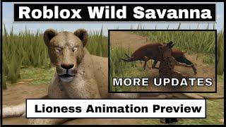 Roblox Wild Savanna - Lioness animations for RECODE + Updates - No corpse guarding - Lion stamina