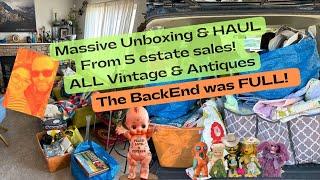 MASSIVE VINTAGE & ANTIQUE UNBOXING & HAUL FROM 5 ESTATE SALES! SCOOPED IT ALL - MUST SEE TO BELIEVE!