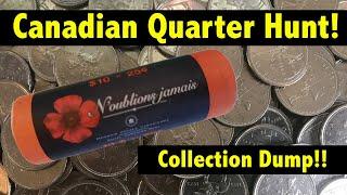 Canadian Coin Roll Hunting - Quarter Collection Dump!