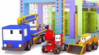 Tiny Trucks Car Wash - Learn with Tiny Trucks : bulldozer, crane & excavator | Cartoon for toddlers