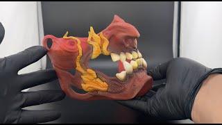 Airbrush Painting Photon Mono M7 Max Resin 3d Printed Fire Oni Mask