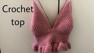 How to Crochet a ruffle bralette top | Anna.jisalo