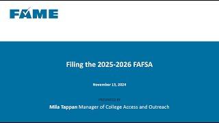 Filing the 2025-26 FAFSA | Wednesday Webinar | November 2024