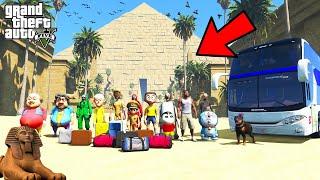 Shinchan and Franklin Start A New Road Trip With Luxury Bus From Los Santos To Egypt in GTA 5