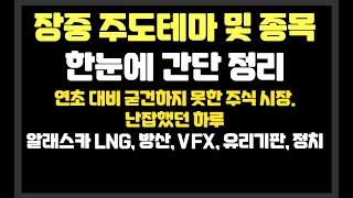 연초 대비 굳건하지 못한 주식 시장. 난잡했던 하루   / 알래스카LNG,방산,VFX,유리기판,정치 / 화성밸브,아이씨티케이,와이씨켐,동양철관,M83,넥스틸,유라테크,제이앤티씨