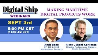 Making Maritime Digital Projects Work - Digital Ship webinar on Sept 3 2020