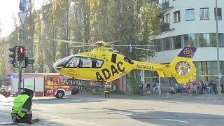 [Christoph 15 in München] Landung/Start auf Münchner Goetheplatz + Absperrung durch BF/Polizei