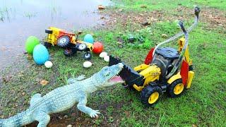 New HMT Tractor Tata Truck Accident Pulling Out JCB ? King Cobra Snake Vs Crocodile Fight | CS Toy