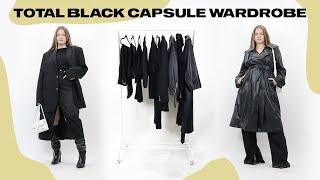 Total Black Capsule Wardrobe | 9 pieces -  27 outfits ft. Hip Optical