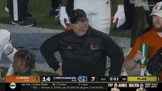 Miami assistant coach gets called for unsportsmanlike conduct leading to North Carolina TD