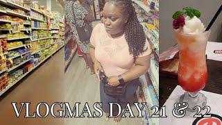 VLOGMAS DAY 21 & 22| Christmas Grocery Shopping| Long Lines In Supermarket  | Dinner With Friends