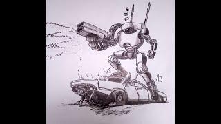 Illustration Street Robot, Super Atomic RPG, Artwork